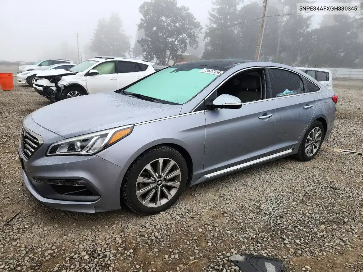 5NPE34AFXGH330345 — 2016 Hyundai Sonata, механические повреждения, фото до ремонта