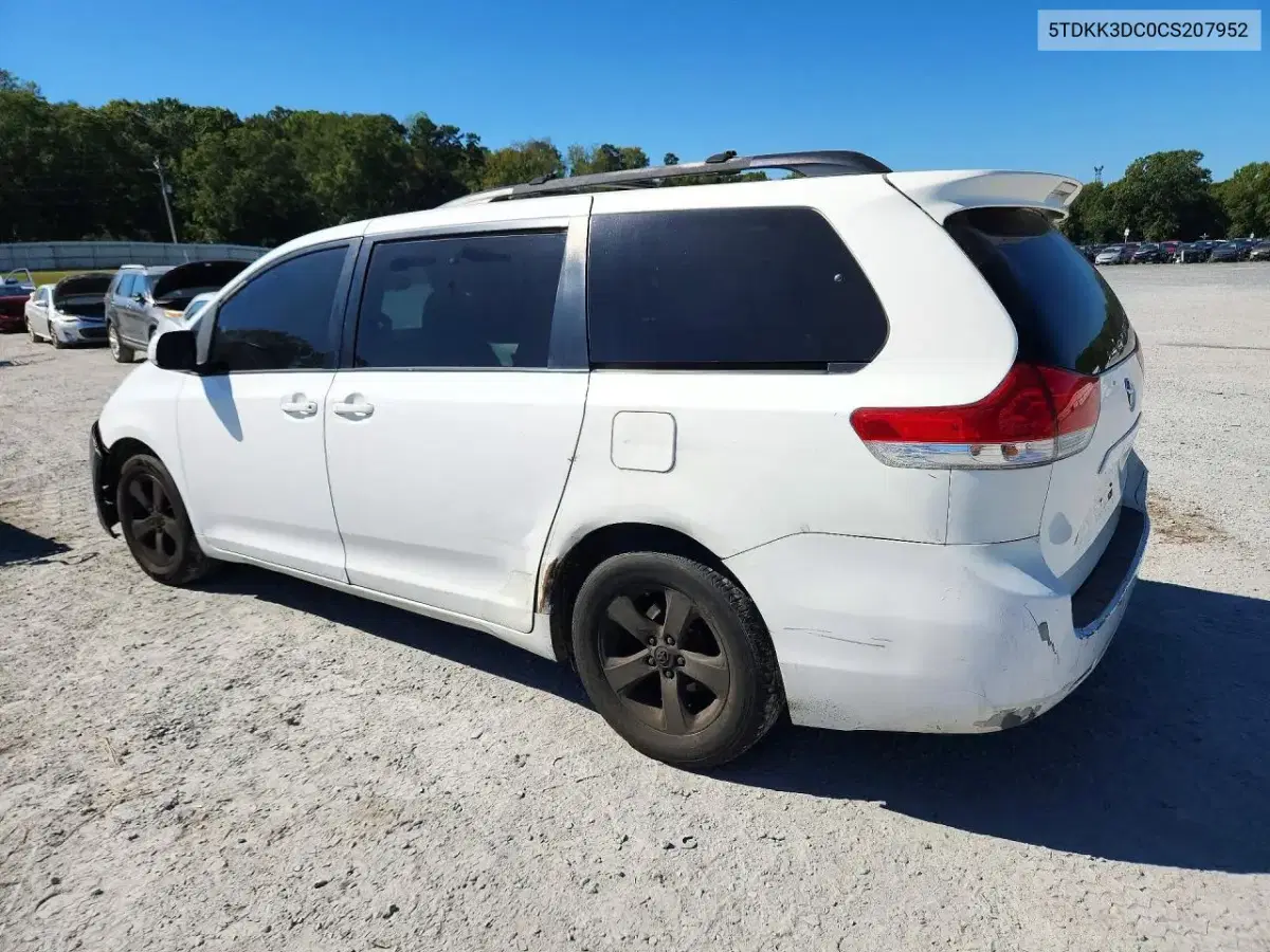 2012 Toyota Sienna Le VIN 5TDKK3DC0CS207952 фото 2