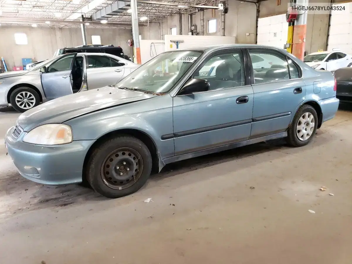 1HGEJ6678YL043524 — 2000 Honda Civic, механические повреждения, фото до ремонта