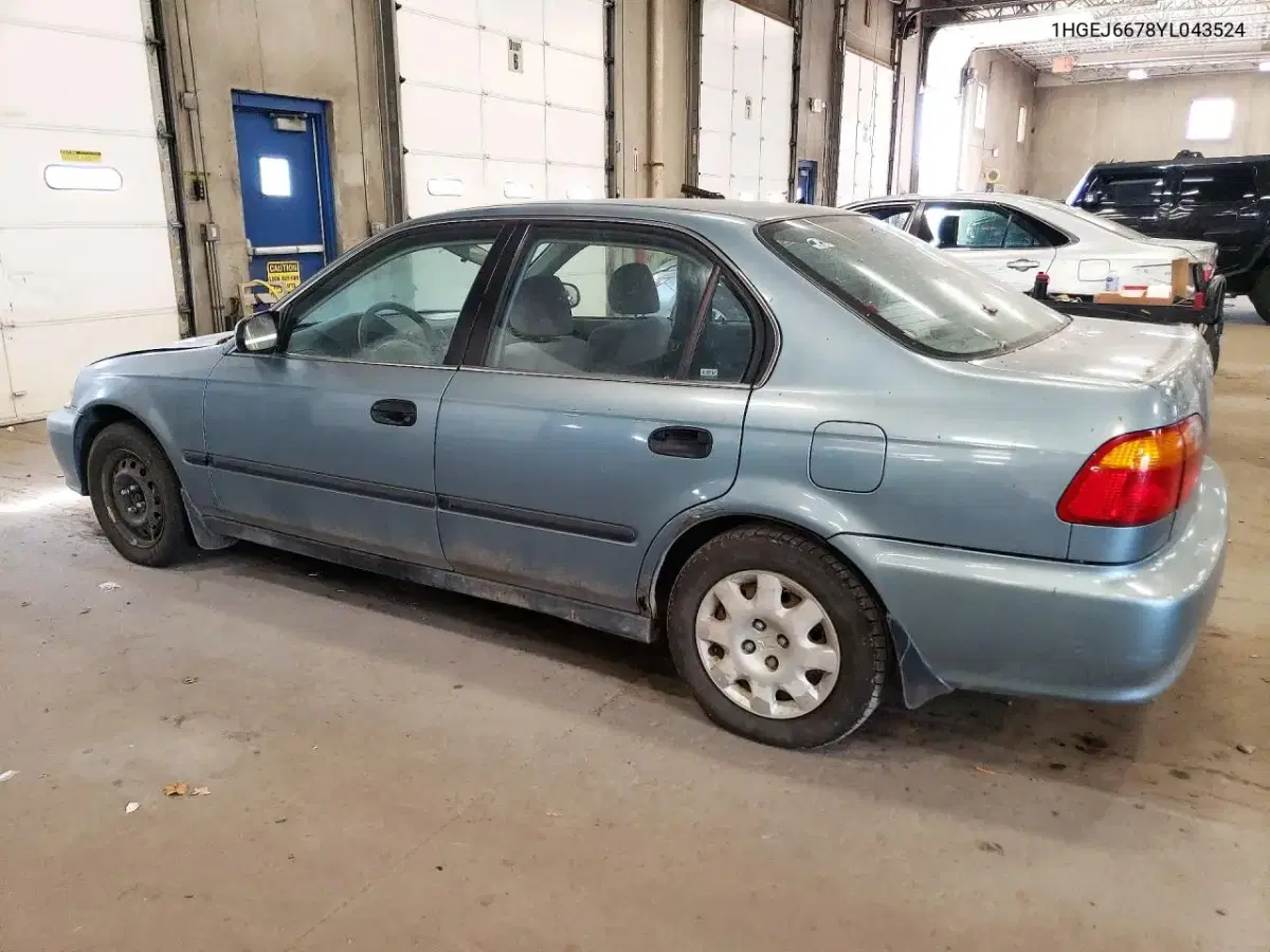 2000 Honda Civic Lx VIN 1HGEJ6678YL043524 фото 2