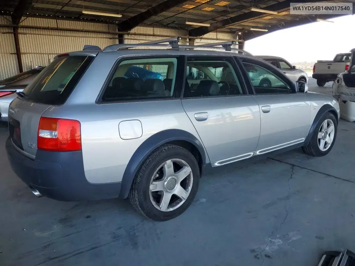 2004 Audi Allroad VIN WA1YD54B14N017540 фото 3